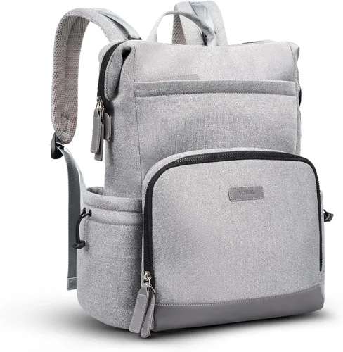 Vista 10 de VONAL Mochila de pañales, bolsas de pañales para bebés ligeras, bolsa de pañales grande para viajes con cambiador, mochila de pañales negra