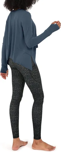 Vista 3 de ODODOS Camiseta corta de manga larga modal suave para mujer con agujero para el pulgar, atlético, gimnasio, entrenamiento, camisetas de yoga