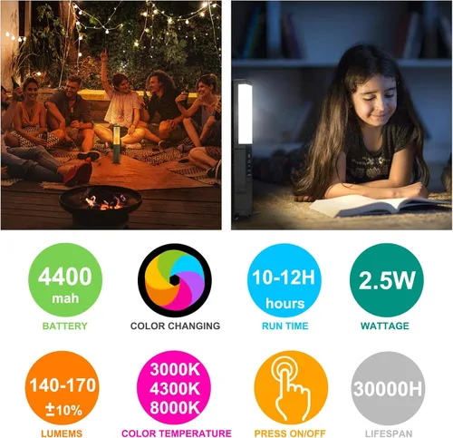 Vista 5 de BIGMONAT Linterna de campamento, luz de emergencia al aire libre, linternas recargables USB, luz decorativa con llama parpadeante con 4 modos, banco