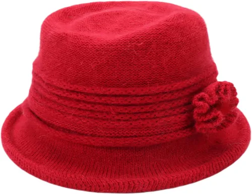 Vista 9 de C-US - Gorro de punto cálido para mujer, con visera de ganchillo con acento de flores