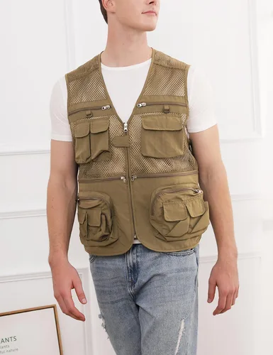Vista 3 de Gihuo - Chaleco de pesca para hombre, con bolsillos, para viajar, ir de safari o practicar tiro