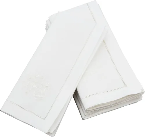 Vista 70 de Juego de 6 servilletas bordadas de magnolia hechas a mano con borde cosido