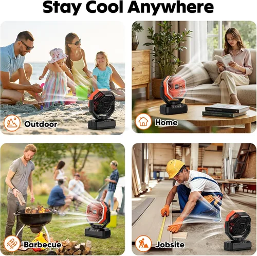 Vista 8 de COZII Ventilador portátil recargable, ventilador de batería de 20000 mAh de hasta 70 horas de funcionamiento, ventilador de campamento con luz LED
