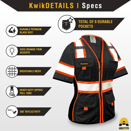 Vista 4 de KwikSafety Men's & Women's Class 3 Safety Vest ANSI OSHA Hi Vis Vest
