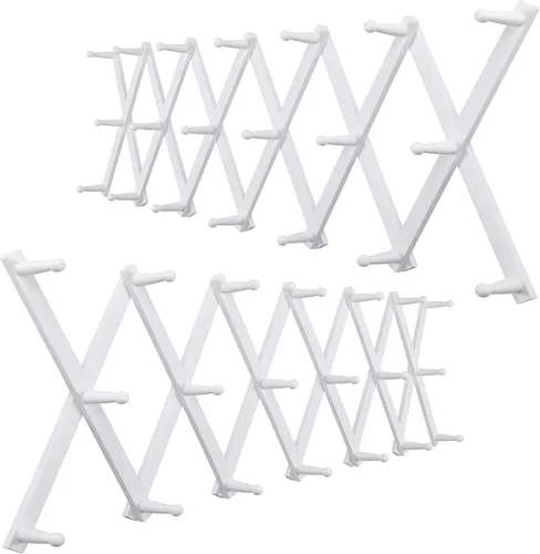 Vista 20 de WEBI Perchero de Pared Acordeón, Perchero de Sombreros de Madera Expandible para Perchero de Abrigos Montado en Pared, Soporte de Ganchos Acordeón