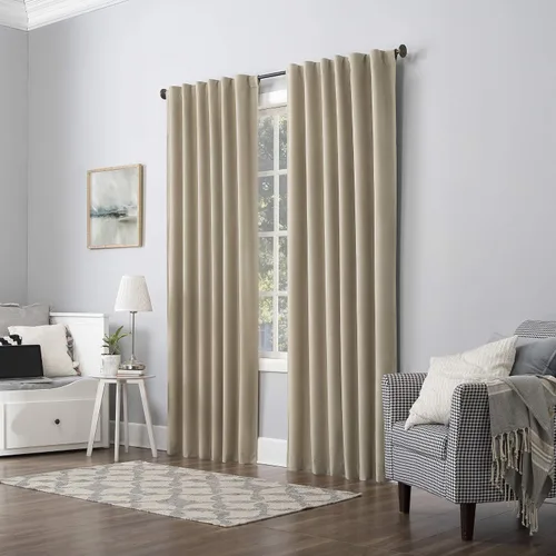 Vista 47 de Sun Zero Hampshire - Cortina térmica de terciopelo con reducción de ruido, 100% opaca con pestañas, 50 x 96 pulgadas, dorado