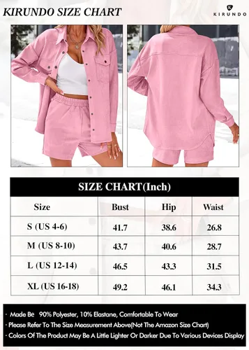 Vista 6 de KIRUNDO Conjunto casual de dos piezas para mujer, de manga larga, chaqueta y pantalones cortos