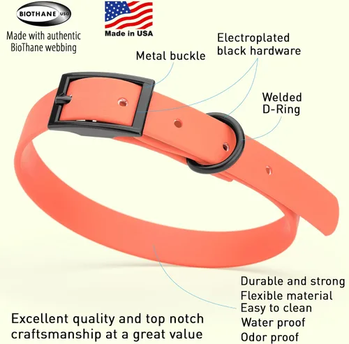 Vista 119 de Dogline Biothane - Collar impermeable para perro con hebilla de liberación rápida, resistente cincha de nailon recubierta con resistente y a prueba