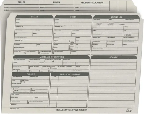 Vista 3 de Carpeta de listado de bienes raíces, panel derecho, tamaño legal, soporte para documentos, preimpreso con lista de verificación de cierre y tarjeta