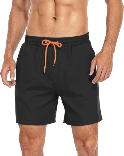 Vista 4 de Zando Traje de baño para hombre de secado rápido con forro de compresión, con bolsillo de 7 pulgadas de entrepierna