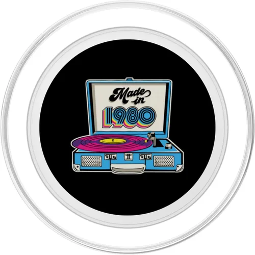 Vista 2 de Made In 1980 Turntable 80s Music Vinyl Record Player Retro PopSockets MagSafe PopGrip for iPhone