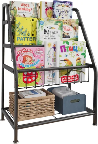 Vista 16 de aboxoo Estantería de metal para niños, grande, independiente, para habitación de los niños, organizador de juguetes de 32 pulgadas, estantería