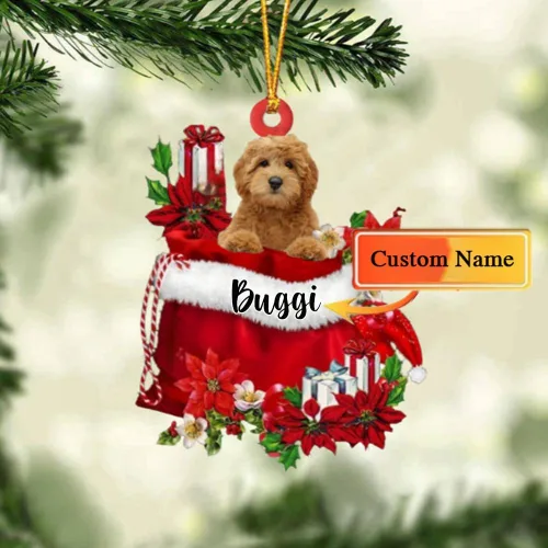 Vista 194 de Perro Akita Inu personalizado en bolsa de regalo, adorno de Navidad, nombre personalizado, regalo para amantes de los perros, familia, Navidad