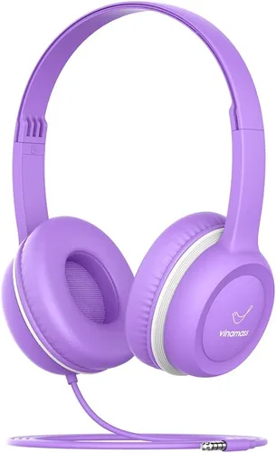 Vista 9 de vinamass Auriculares para niños, auriculares con cable para niños con limitador de volumen seguro, auriculares para niños con cable de 0.138 in