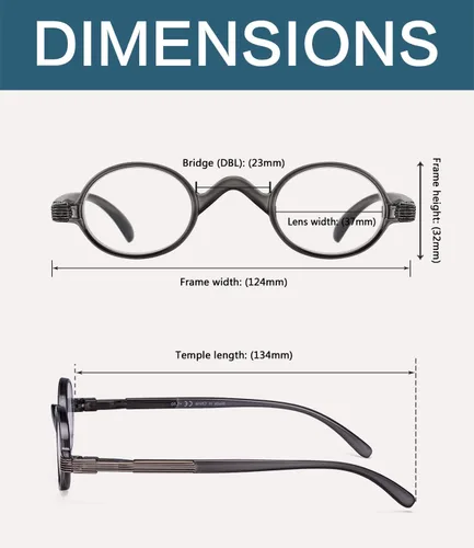 Vista 3 de BLUELESS - Gafas de lectura vintage redondas estilo profesor, lentes pequeñas (lente gris, +2.75)