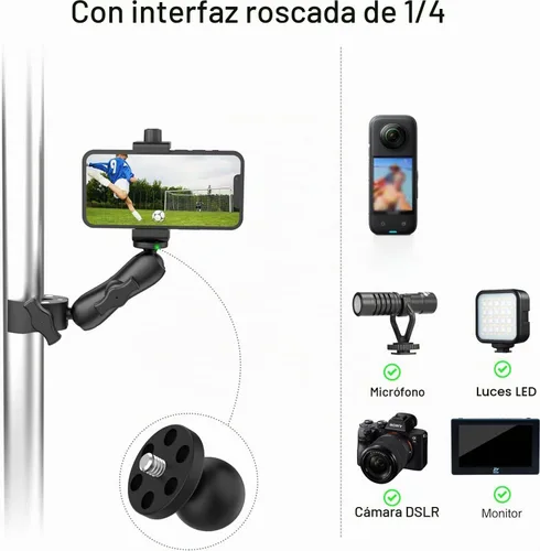 Vista 2 de Taisioner Soporte de abrazadera para cámara de 3.6 pulgadas, brazo de enchufe de cabeza de bola de 360°, brazo mágico de 1/4 pulgadas para Canon