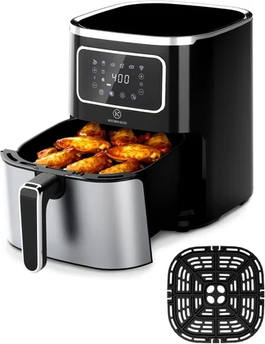 Vista 8 de Kitchen Elite Horno digital freidora de aire, olla compacta con ventana, 7 preajustes, cesta antiadherente para cocción rápida, fácil limpieza, 5.28