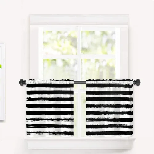 Vista 97 de Cortinas opacas de poliéster multicapa para cafetería, con diseño de diamantes, 2 unidades, 26 x 24 pulgadas