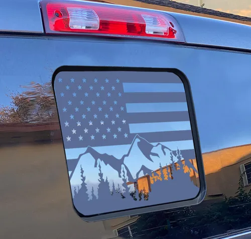 Vista 9 de Xinghe para Ford F150 F250 F350 2015-2025 2026, Calcomanías de bandera americana para ventana trasera, Calcomanía de bandera USA mate para ventana