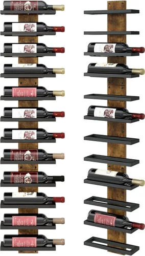 Vista 11 de IBUYKE Estante de vino montado en la pared 12 botellas,Estante de Negro