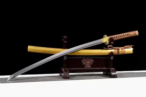 Vista 3 de Espada katana japonesa samurái forjada a mano real hoja de acero al carbono 1060 con endurecimiento tradicional y espiga completa