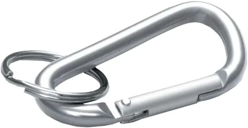 Vista 2 de Lucky Line Juego de mosquetón grande de aluminio de 3-1/8 pulgadas, llavero resistente en forma de C a presión, llavero niquelado, peso ligero