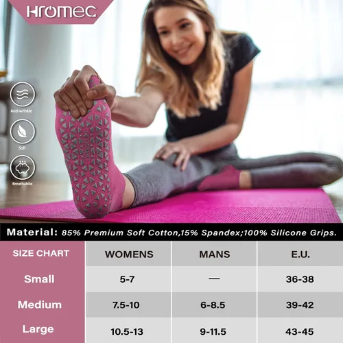 Vista 2 de Calcetines de yoga antideslizantes con agarres para pilates, ballet, barras, descalzos, calcetines antideslizantes de hospital para mujeres y hombres
