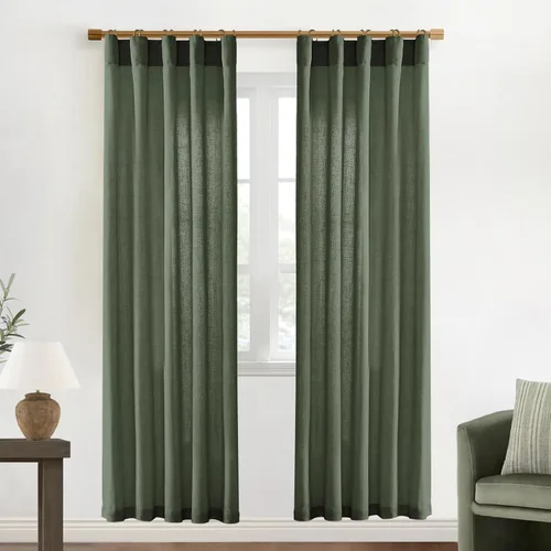 Vista 85 de XTMYI - Cortinas transparentes de 54 pulgadas de largo, juego de 2 paneles para baño, cortinas cortas de lino y algodón con semi privacidad
