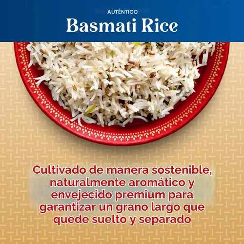 Vista 4 de Royal Auténtico arroz basmati blanco de grano largo - (paquete de 2) 5 Perfecto para biryanis, pilafs y curries - Cocina en microondas o en la estufa