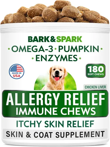 Vista 10 de BARK&SPARK Omega 3 para perros - 180 cápsulas blandas de aceite de pescado para la muda de pelo de perro, alergia cutánea, alivio de la picazón