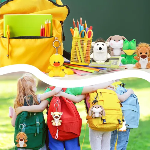 Vista 7 de 12 animales de peluche de safari, juego de juguetes de animales de peluche de la selva, tigre, elefante, león, ardilla, erizo, conejo, animales