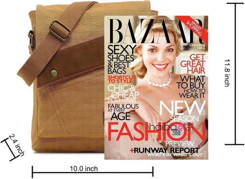 Vista 7 de Bolso de mensajero, bolso de hombro de lona pequeño vintage