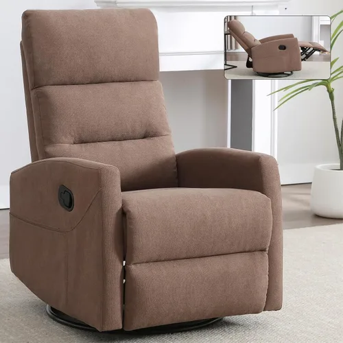 Vista 20 de Silla reclinable giratoria, sillón giratorio para sala de estar, silla reclinable deslizante con calor y masaje, color beige