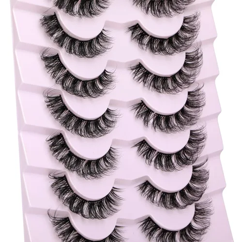 Vista 4 de Extensiones de pestañas naturales en racimo, pestañas postizas de aspecto natural wispy, pestañas individuales, tiras 3D, extensiones de pestañas