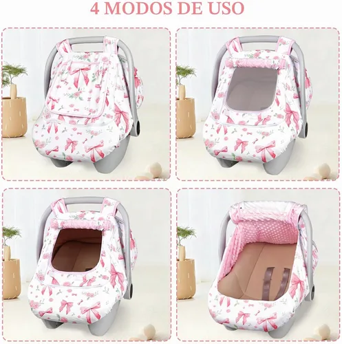 Vista 5 de Funda de asiento de automóvil para bebé y niña, con doble cremallera, con malla transpirable, toldo de protección universal y cálida, ajuste cómodo