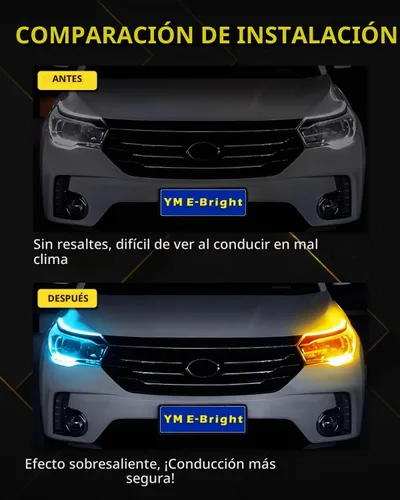 Vista 5 de YM E-Bright Tira de Luces LED de Señal de Giro Secuencial Intermitente Indicador de Conducción Diurna DRL para Coches SUV Motocicleta Impermeable