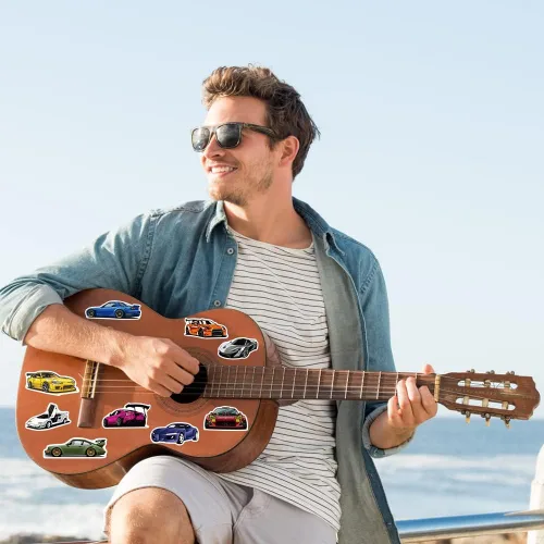 Vista 5 de DULEFUN 100 pegatinas de auto JDM, calcomanías de auto deportivo de carreras de vinilo impermeables para botellas de agua, guitarra, patineta, álbum