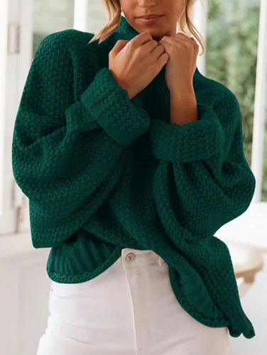 Vista 8 de ZESICA Women's 2024 Turtleneck Batwing Sleeve Loose Oversized Chunky Knitted Pullover Sweater Jumper Tops