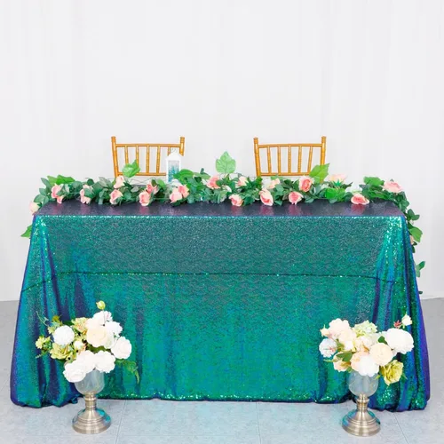 Vista 13 de ShiDianYi Mantel redondo de lentejuelas azul bebé de 72 pulgadas, mantel de lentejuelas con purpurina para pastel de postre con purpurina, mantel