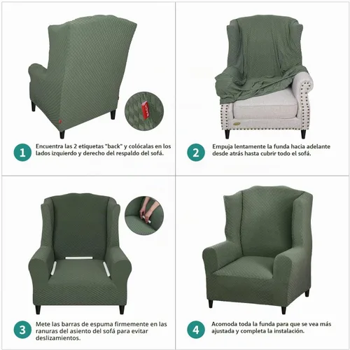 Vista 6 de YEMYHOM Funda elástica para silla con respaldo de 1 pieza con diseño jacquard más reciente, funda para silla con respaldo antideslizante, protector
