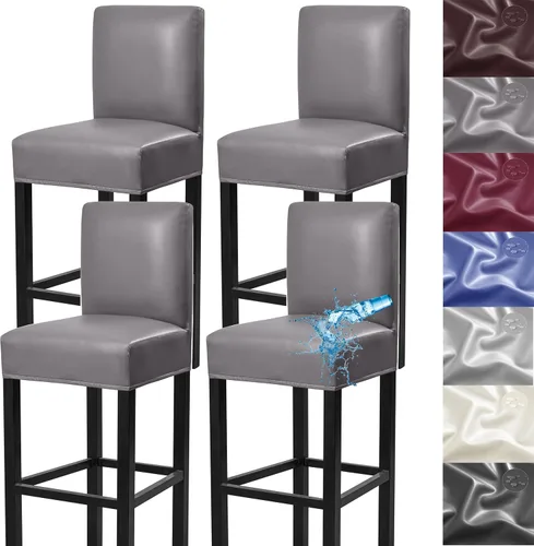 Vista 9 de Fundas para taburetes de bar, paquete de 2 fundas elásticas impermeables de poliuretano con respaldo, fundas extraíbles para taburetes de bar