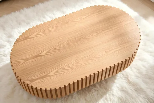 Vista 22 de KEVINSPACE W39.37 Mesa de centro ovalada para sala de estar Casa Moderna Mesa de café con diseño Patas de mesa de centro de madera Mesa de té 39.37