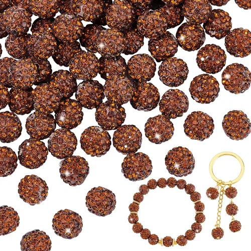 Vista 17 de PH PandaHall - 240 piezas de cuentas de strass en 24 colores, cuentas de cristal de 10 mm, cuentas de bola de discoteca con strass, cuentas