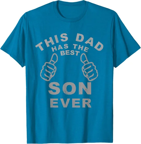 Vista 9 de Camiseta con texto en inglés "This Dad Has the Best Son Ever", regalo del día del padre, Negro