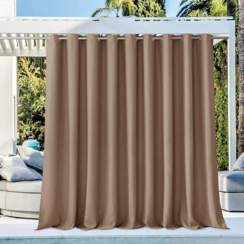 Vista 111 de NICETOWN Cortina para Exteriores para Patio Impermeable de 84 Pulgadas de Ancho, Aislamiento Térmico con Ojales Antioxidantes Bloqueo UV Cortina