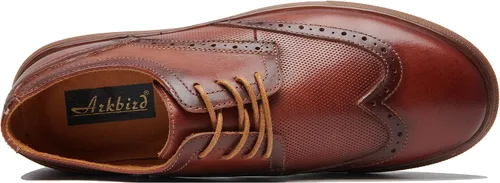 Vista 4 de Zapatos deportivos Oxford casuales para hombre, de cuero genuino, diseño de moda, zapatos bajos para caminar para hombres