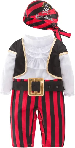 Vista 3 de May's Baby Boys - Disfraz de capitán para bebés, disfraz de pirata apestoso