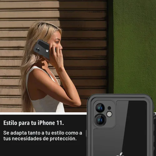 Vista 7 de Funda impermeable para iPhone 11 con protector de pantalla, protector de cuerpo completo, a prueba de golpes, a prueba de polvo, a prueba de Negro