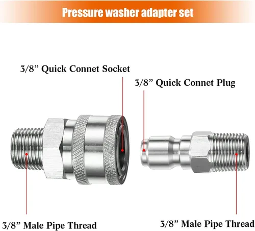 Vista 2 de Hotop NPT - Kit de conector rápido macho y hembra de acero inoxidable de 3/8 pulgadas (4 piezas)