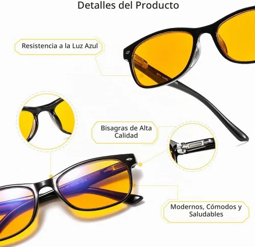 Vista 3 de 95% Blue Light Blocking Reading Glasses, Deep Orange Yellow Lens Computer Readers for Men Women with Spring Hinge